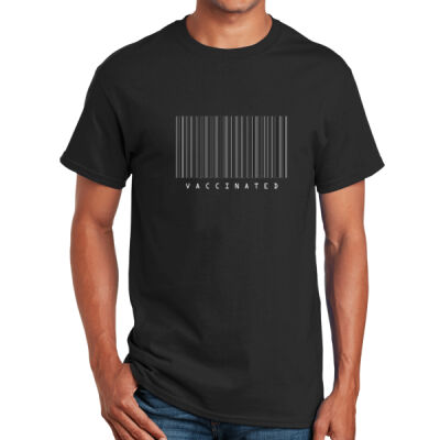 Round Neck Premium Tee Black - Barcode Vaccinated Thumbnail