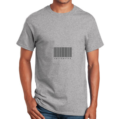 Round Neck Premium Tee White - Barcode Vaccinated Back Thumbnail