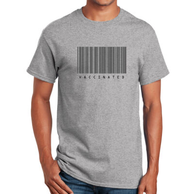 Round Neck Premium Tee White - Barcode Vaccinated Front Thumbnail